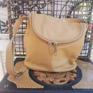 MAXX New York Purse Camel, Leather Wrap Around Zip Closure Shoulder HandBag JO+